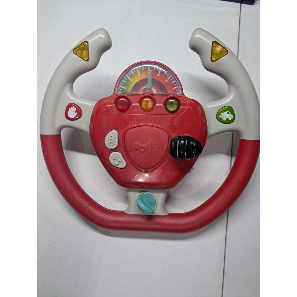 Battat Geared to Steer Interactive Driving Wheel Toy Red Grey Lights Sounds